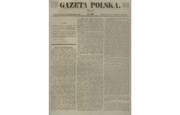 Strona tytułowa wydania Gazety Polskiej, której redaktorem naczelnym był Hipolit Cegielski.